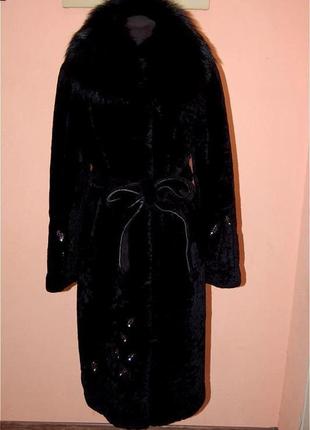 Шуба мутоновая, стриженый мутон с воротником из енота 48-50р1 фото