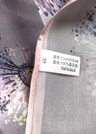 Шелковая бандана платок платочек 100% шелк малбери тонкий натуральный новый8 фото