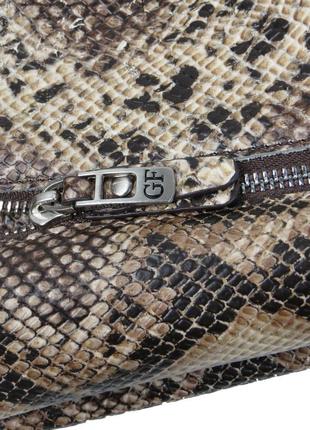 Женская кожаная сумка под рептилию 42х29х10 см giorgio ferretti коричневый (2000002164784)6 фото