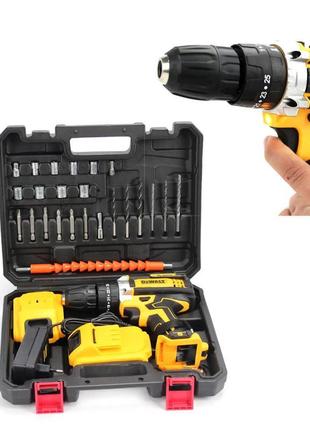 Ударний шуруповерт dewalt dcd791 (24v, 6ah) з набором біт, све...