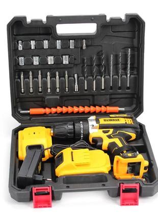 Ударний шуруповерт dewalt dcd791 (24v, 6ah) з набором біт, све...