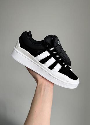 Adidas campus x bad bunny black white кросівки9 фото