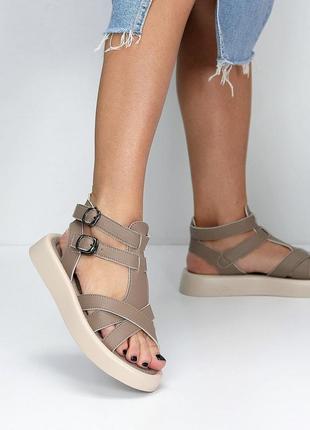 Натуральные кожаные босоножки - сандалии цвета темный мокко9 фото