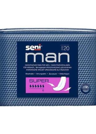 Прокладки урологічні 20шт man super 6крап тм seni