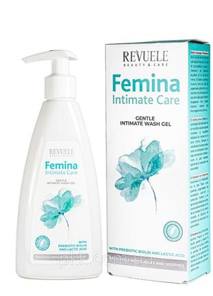 Ніжний гель для інтимної гігієни femina intimate care wash gel 250 мл revuele (2000002540809)