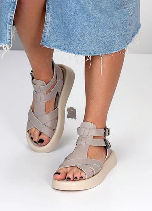 Натуральные кожаные босоножки - сандалии цвета мокко5 фото