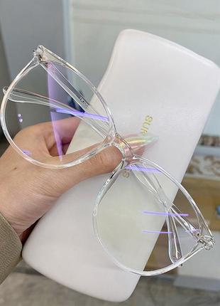 Стильные  имиджевые очки с прозрачными линзами прозрачная оправа