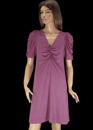 Брендовое вискозное платье "next" розовое с принтом. размер uk10/eur38.7 фото