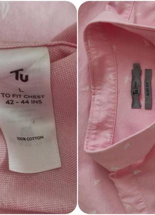 Летняя мужская розовая рубашка в милейший принт tu4 фото