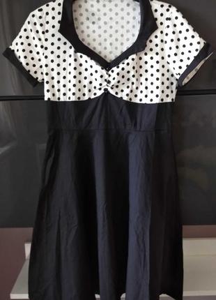 Plus-size! платье с кокеткой в горошек в стиле одри moda2 фото