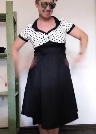 Plus-size! платье с кокеткой в горошек в стиле одри moda4 фото