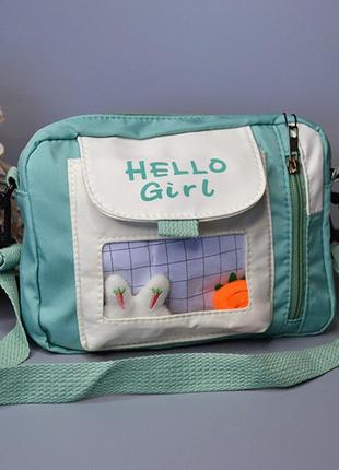 Детская сумка кросс-боди в корейском стиле цвет: бирюзовый1 фото