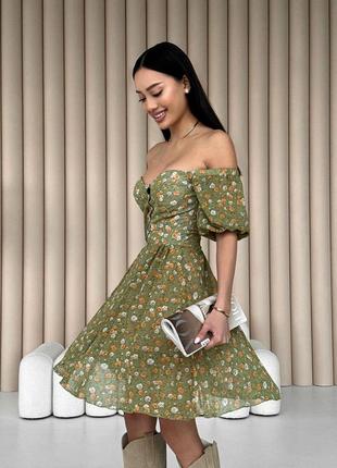 Накладной платеж ❤ шифоновое платье бюстье на пуговицах в цветочный принт1 фото