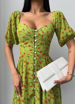 Накладний платіж ❤ шифонова сукня бюстьє на ґудзиках в квітковий принт