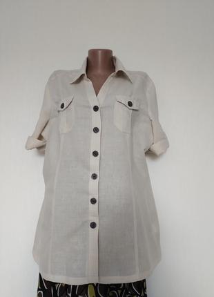Льон+бавовна блуза сафарі
