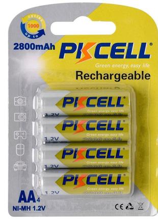 Акумулятор pkcell 1.2v aa 2800mah nimh rechargeable battery, 4...