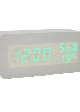 Електронний годинник vst-862s wooden (white), з датчиком темпе...
