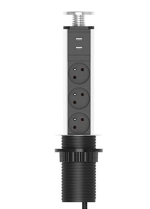 Мережевий фільтр вбудований в столешнішцу, 3 розетки + 2 usb, ...