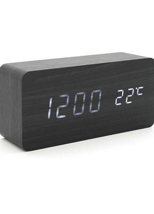 Електронний годинник vst-862 wooden (black), з датчиком темпер...