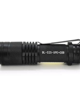 Ліхтарик ручний bailong bl-525-xpe-cob, led-cree q5 + cob, 3 р...