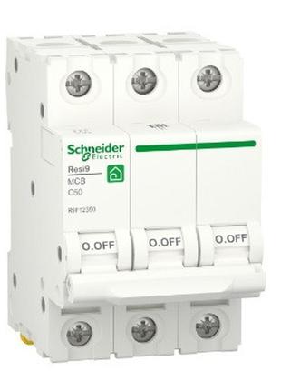 Автоматичний вимикач schneider resi9 50а, 3p, крива c, 6ка. x