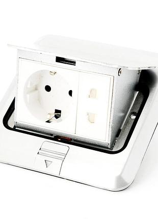 Розетка універсальна + 1 shuko + 1rj-45 висувна із заземленням...