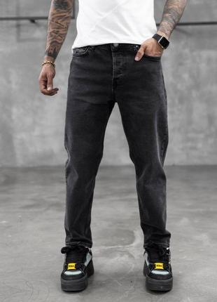 Чоловічі темно-сірі графіт джинси мом преміум якості котон