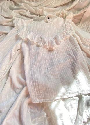 Нежная модная винтажв молочная блузка весенняя сетевая shein1 фото