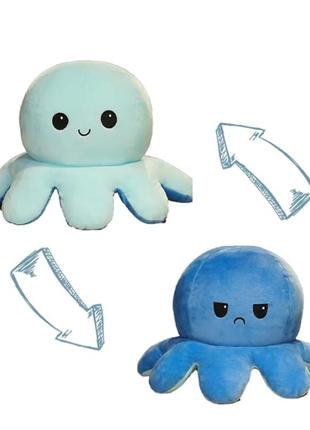 М'яка іграшка восьминіг-перевертень веселий/грустний двостороння luo блакитний 043023 фото