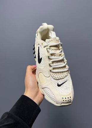 Кросівки stussy x nike air zoom spiridon caged “fossil”6 фото