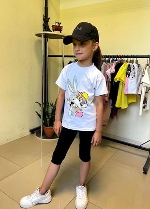 Спортивный костюм для девочки с велосипедками/летний комплект для девочки/спортивный комплект для девочки