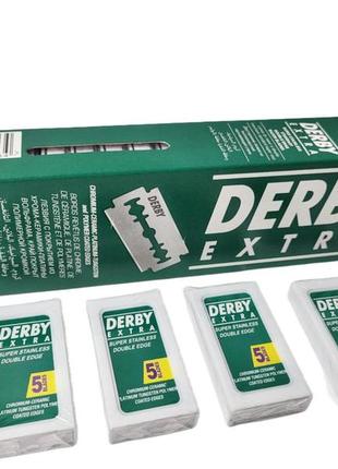 Двосторонні змінні леза для безпечної бритви derby extra (туреччина) – 100 шт., хромовані, платинові, з керамічним покриттям