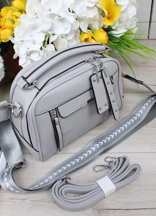 Женская стильная и качественная сумка из эко кожи серая5 фото
