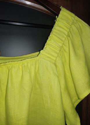 Льняна блуза оверсайз лимонного кольору next (100% льон)9 фото