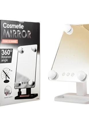 Компактное зеркало с подсветкой для макияжа mch cosmetie mirror 360 rotation angel с led подсветкой