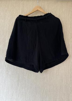 Чёрные муслиновые шорты, promod, франция2 фото