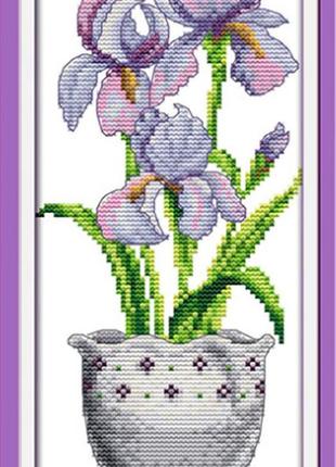 Набор для вышивания крестиком по нанесённой на канву схеме "purple flower". aida 14ct printed, 15*30 см