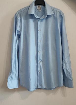Zara рубашка мужская голубой размер м идеальное состояние