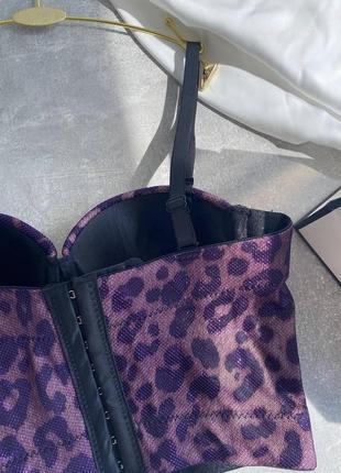 Жіночий корсет-бюстгалтер фіолетовий з леопардом6 фото