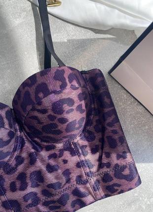 Жіночий корсет-бюстгалтер фіолетовий з леопардом8 фото