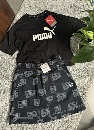 Юбка, юбка, топ, футболка, комплект, набор монограммный puma