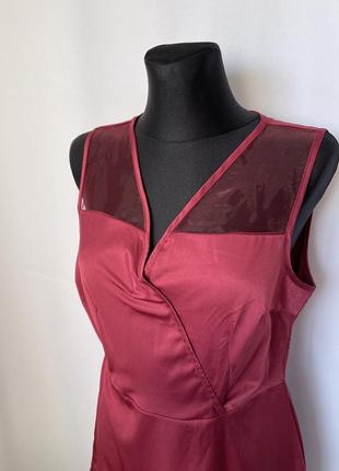 Shein бордовое платье мини с прозрачными вставками2 фото