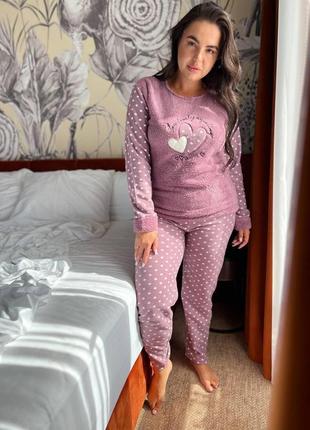 Жіноча флісова піжама великих розмірів, рожева