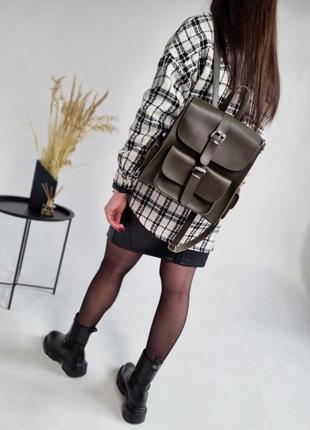 Рюкзак-ранець жіночий з екошкіри, хакі8 фото