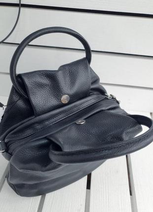 Шкіряна італійська жіноча сумка через плече чорна,оригінальна2 фото