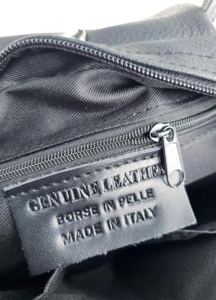 Шкіряна італійська жіноча сумка через плече чорна,оригінальна3 фото