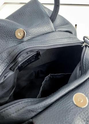 Шкіряна італійська жіноча сумка через плече чорна,оригінальна5 фото