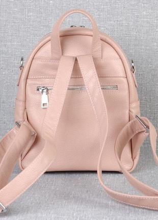 Рюкзак-сумка жіночий шкіряний рожевий5 фото