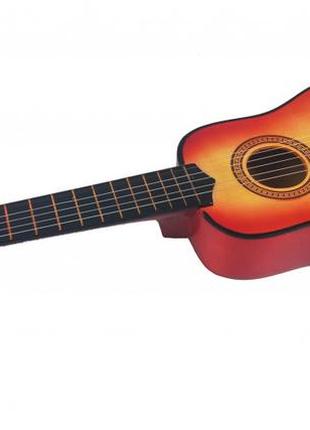 Дитяча дерев'яна іграшкова гітара metr+ жовтогарячий (2000002003069)
