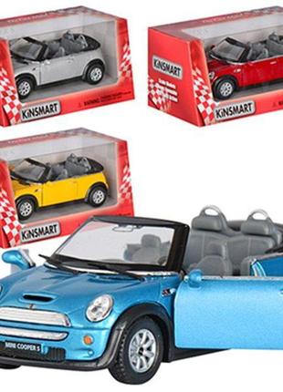 Машинка mini cooper s кабріолет іграшкова металева, kinsmart k...